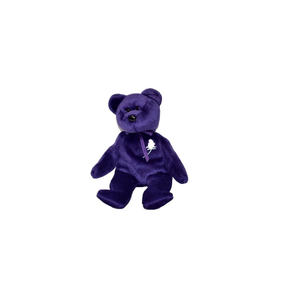 TY Beanie Baby Princess Purple Bear 1997 Diana Memorial Plush PE Pellets Retired